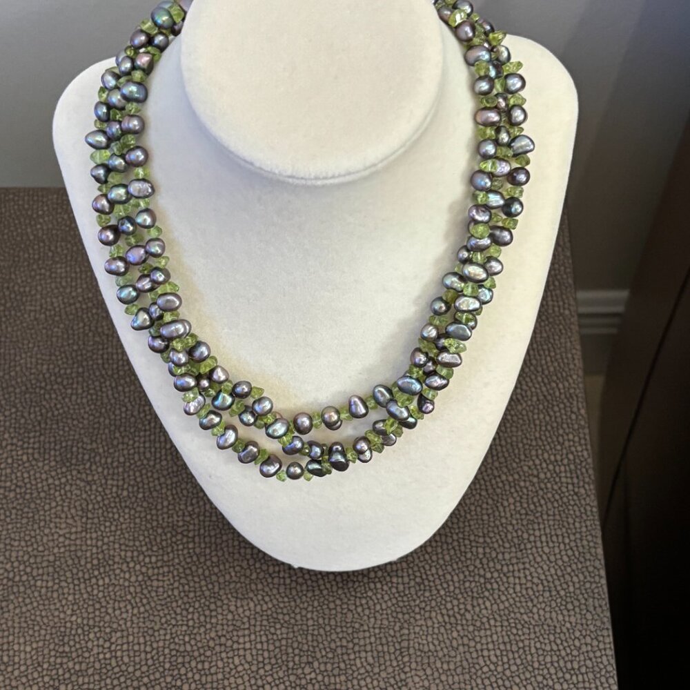 Ross Simons 3 Strand Black Cultured Pearl, Amethyst/Assorted Stone Necklace - Picture 3 of 13